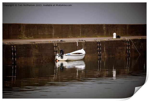 Serene solitude in Hopeman harbour Print by Tom McPherson
