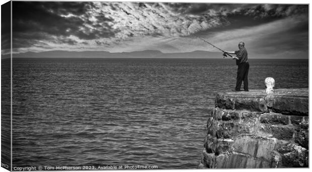 Serenity at Burghead Pier Canvas Print by Tom McPherson