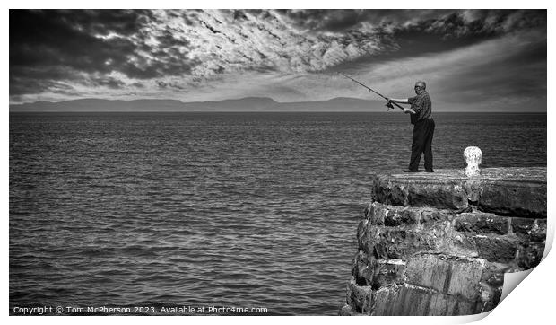 Serenity at Burghead Pier Print by Tom McPherson