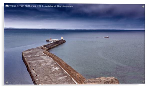 Burghead Bay and Burghead North Pier Seascape Acrylic by Tom McPherson
