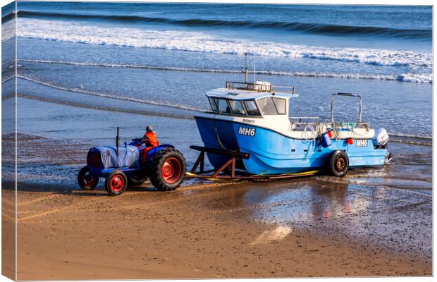 Redcar Beach Tractor: Redcar Fishing Fleet Canvas Print by Tim Hill