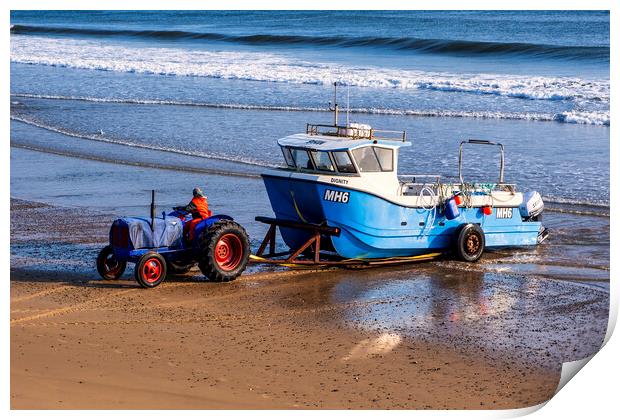 Redcar Beach Tractor: Redcar Fishing Fleet Print by Tim Hill