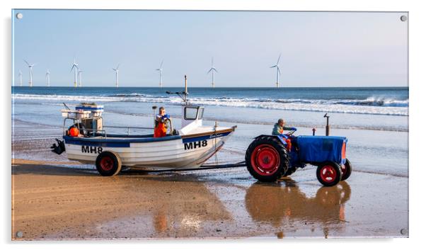 Redcar Beach Reflections: Redcar Fishing Boat Acrylic by Tim Hill