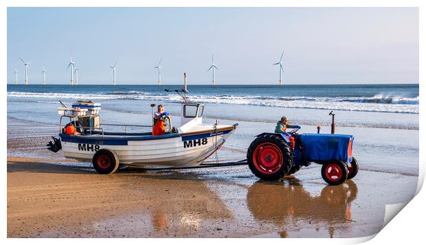 Redcar Beach Reflections: Redcar Fishing Boat Print by Tim Hill