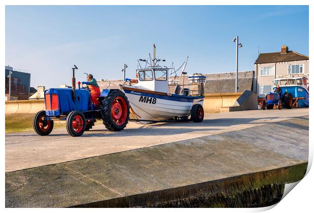 Redcar Fishing Boats: Redcar Seafront Print by Tim Hill