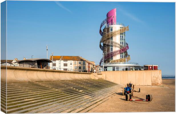 Redcar Beacon: Redcar Seafront and Beach Canvas Print by Tim Hill