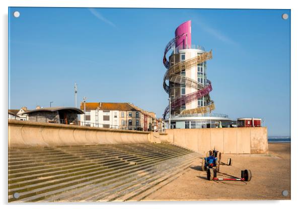 Redcar Beacon: Redcar Seafront and Beach Acrylic by Tim Hill