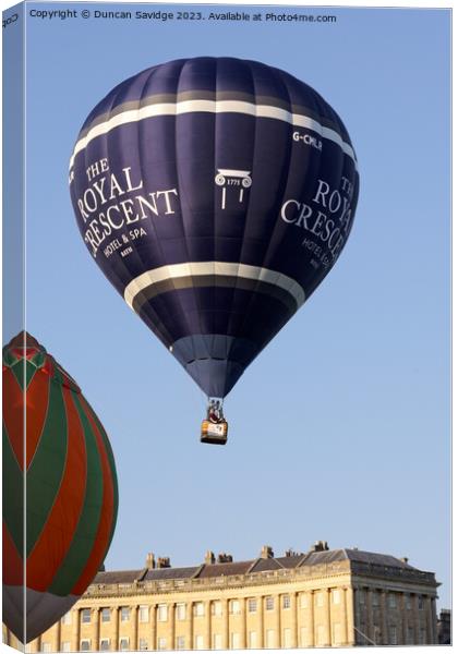 Soaring Free - Royal Crescent Bath hot air balloon Canvas Print by Duncan Savidge