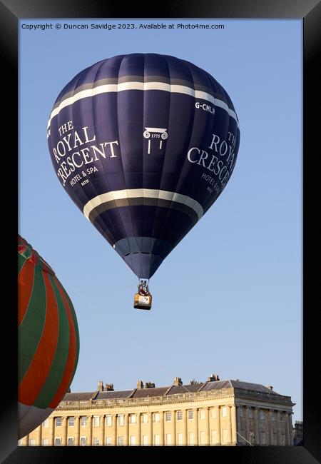 Soaring Free - Royal Crescent Bath hot air balloon Framed Print by Duncan Savidge