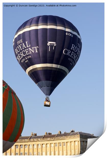 Soaring Free - Royal Crescent Bath hot air balloon Print by Duncan Savidge