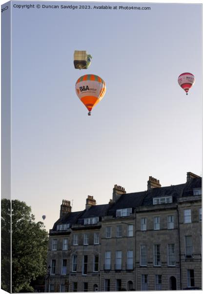 Hot air Balloons above Marlborough Buildings, Bath Canvas Print by Duncan Savidge