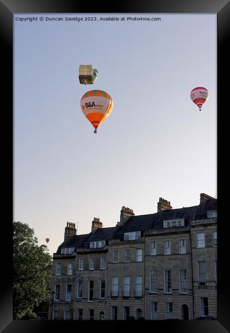 Hot air Balloons above Marlborough Buildings, Bath Framed Print by Duncan Savidge