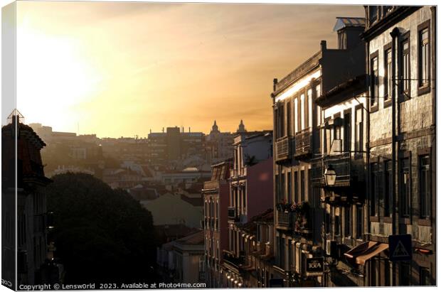 Bright sunset in Lisbon, Portugal Canvas Print by Lensw0rld 