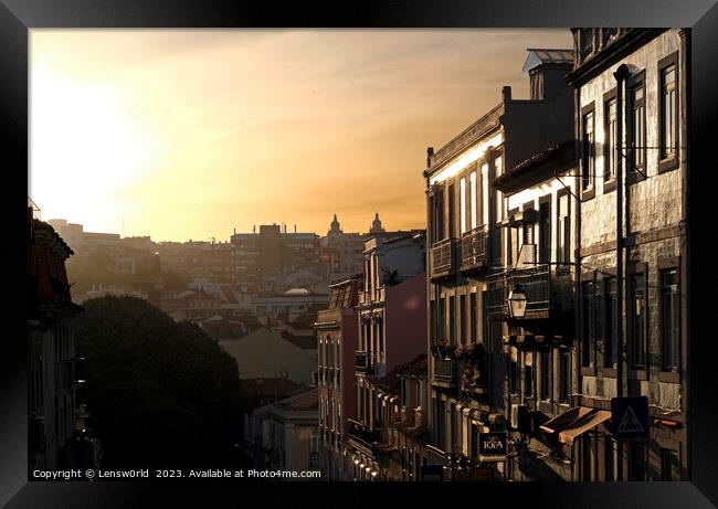 Bright sunset in Lisbon, Portugal Framed Print by Lensw0rld 