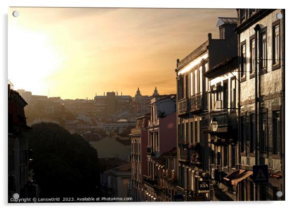 Bright sunset in Lisbon, Portugal Acrylic by Lensw0rld 