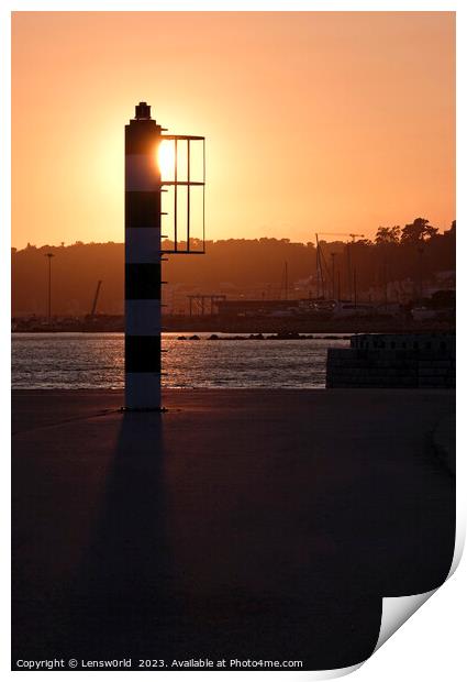 Sunset over the river in Lisbon, Portugal Print by Lensw0rld 