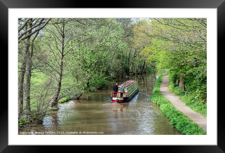 A Narrowboat on the Brecon Monmouth Canal  Framed Mounted Print by Nick Jenkins