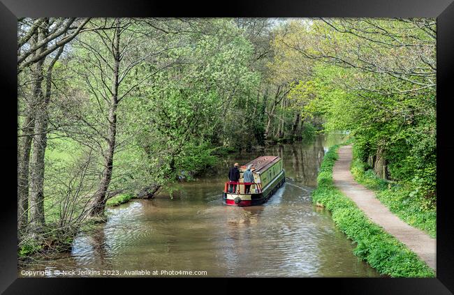A Narrowboat on the Brecon Monmouth Canal  Framed Print by Nick Jenkins
