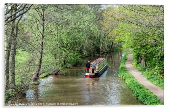 A Narrowboat on the Brecon Monmouth Canal  Acrylic by Nick Jenkins