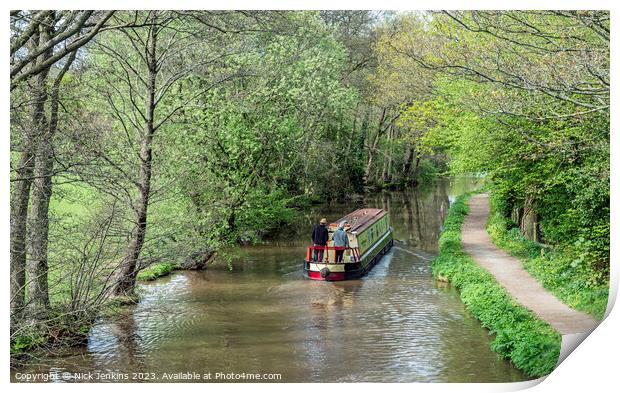 A Narrowboat on the Brecon Monmouth Canal  Print by Nick Jenkins