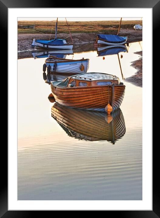 Sunset calm colours over Blakeney Quay Norfolk  Framed Mounted Print by Tony lopez