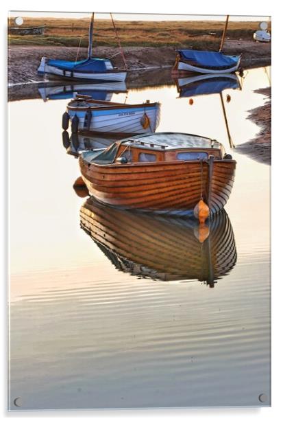 Sunset calm colours over Blakeney Quay Norfolk  Acrylic by Tony lopez