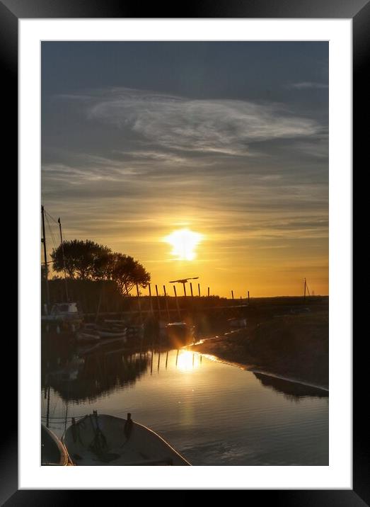 Sunset colours over Blakeney Quay in reflection  Framed Mounted Print by Tony lopez
