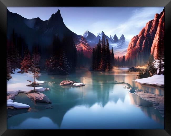 Serene Beauty of Mountain Lake Framed Print by Luigi Petro