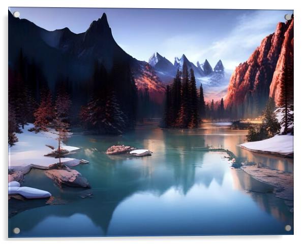 Serene Beauty of Mountain Lake Acrylic by Luigi Petro