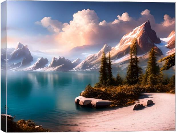 Tranquil Beauty of Mountain Lake Canvas Print by Luigi Petro