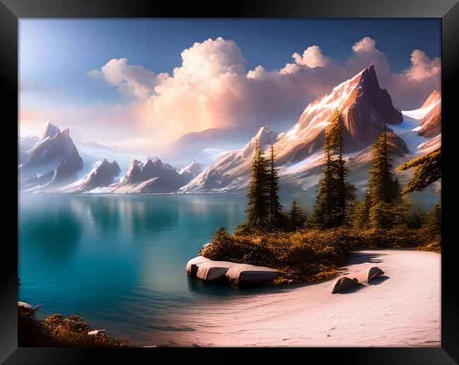 Tranquil Beauty of Mountain Lake Framed Print by Luigi Petro