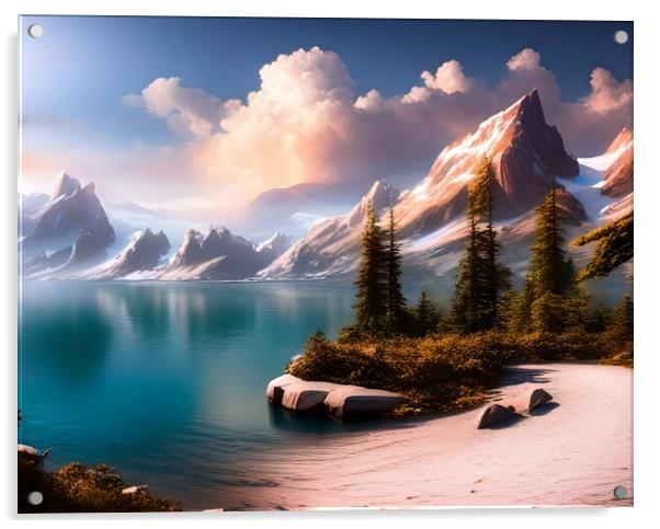 Tranquil Beauty of Mountain Lake Acrylic by Luigi Petro