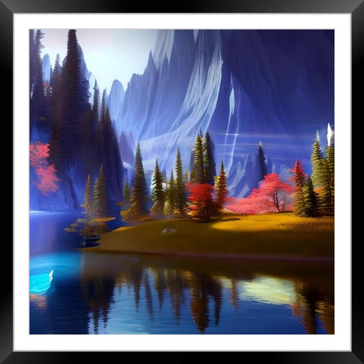 Serenity in the Mountains Framed Mounted Print by Luigi Petro