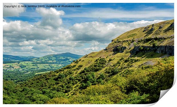 Llangattock Escarpment and the Sugarloaf Brecon Beacons  Print by Nick Jenkins