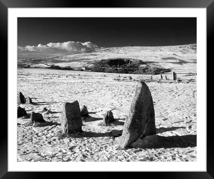 Merrivale Stone Rows Framed Mounted Print by Darren Galpin