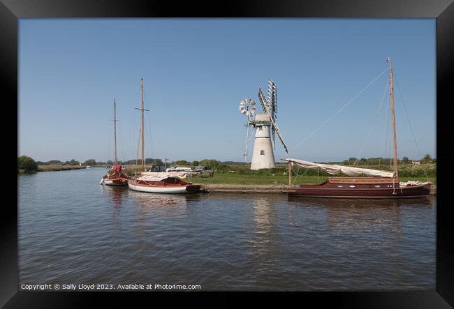 Thurne Mill and Sailing Boats, Norfolk Framed Print by Sally Lloyd