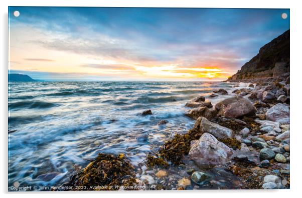 LLandudno West shore sunset Acrylic by John Henderson