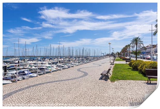 Promenade and Marina Vila Real Algarve Print by Robert Deering
