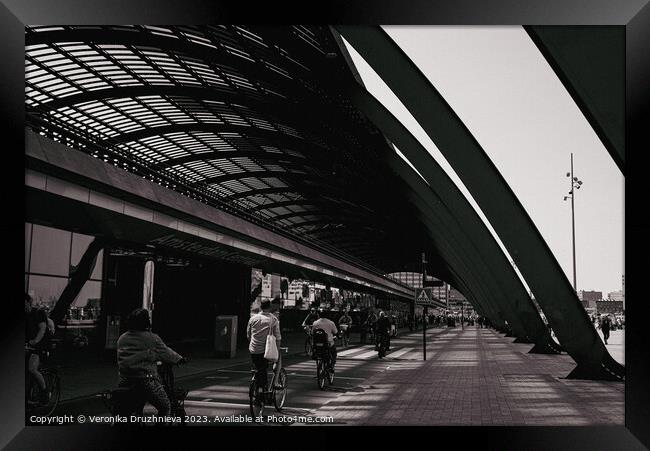 Stillness at the Station Framed Print by Veronika Druzhnieva