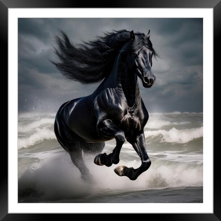 Black Stallion Framed Mounted Print by Massimiliano Leban