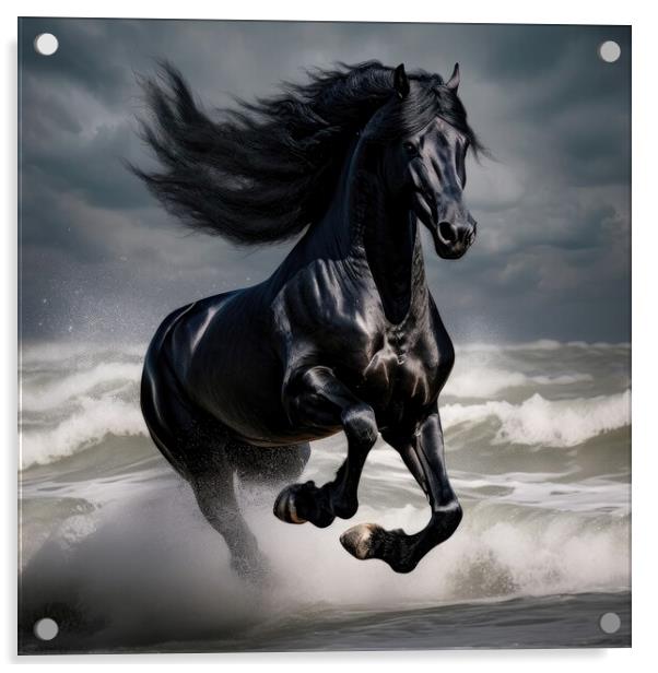 Black Stallion Acrylic by Massimiliano Leban