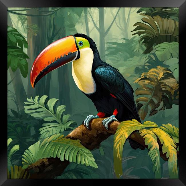 A Colorful Toucan Framed Print by Massimiliano Leban