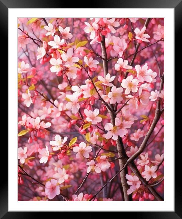 Spring Cherry Branch Framed Mounted Print by Massimiliano Leban