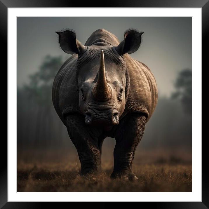 Rhino Portrait Framed Mounted Print by Massimiliano Leban