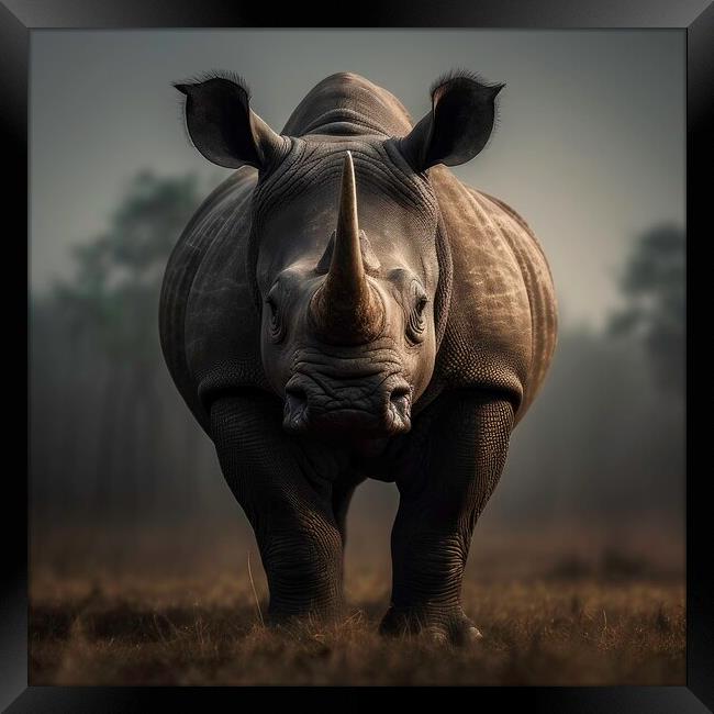 Rhino Portrait Framed Print by Massimiliano Leban