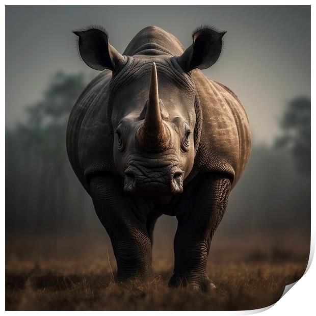 Rhino Portrait Print by Massimiliano Leban