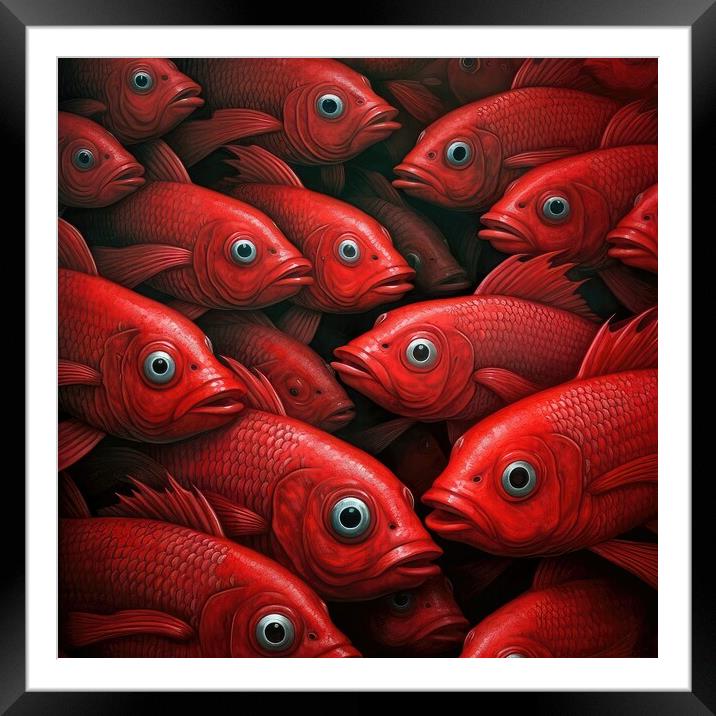 Red fishes paint Framed Mounted Print by Massimiliano Leban
