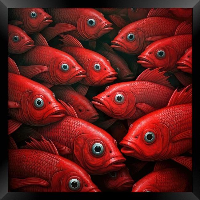 Red fishes paint Framed Print by Massimiliano Leban