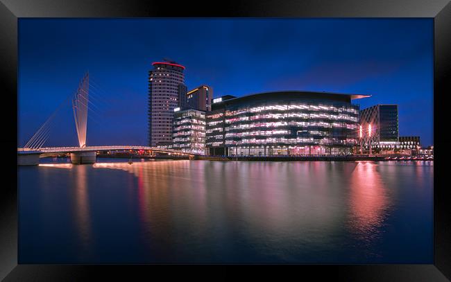 Media City Glow Framed Print by Orange FrameStudio