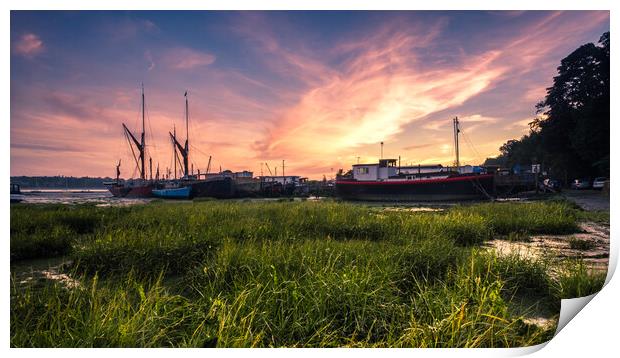 Sunrise over sailing barges Print by Bill Allsopp